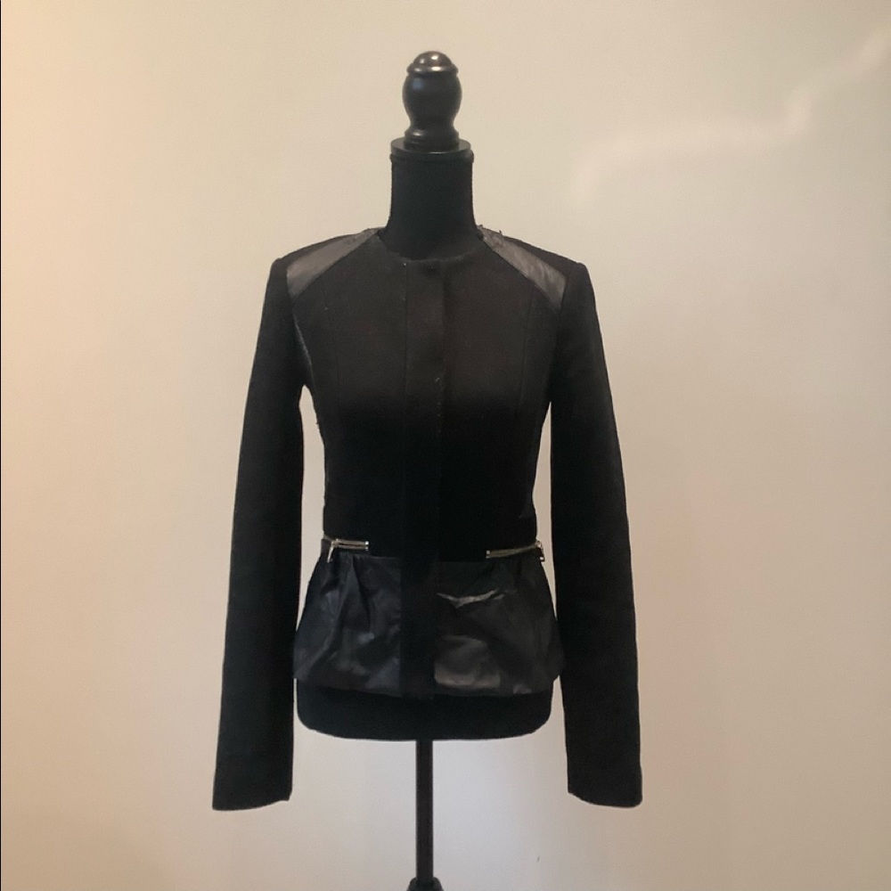 Zara Bomber jacket with a little leather with rip but still in good condition.